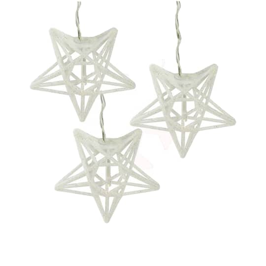 10ct. Clear LED Spun Glass Star Christmas String Lights